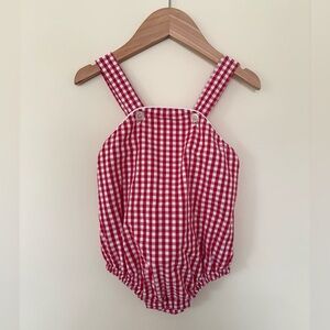 Kayce Hughes 100% Cotton Red Gingham Baby Romper 12m - EUC